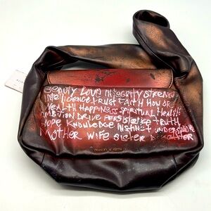 NWT Charles & Keith Brown Women Empowering Graffiti Art Tagged 1 of 1 Purse Bag